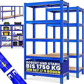 Monzana® 2X Schwerlastregal 180x90x40cm blau