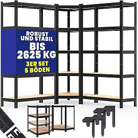 Monzana® 3er Set Schwerlastregal Eckregal 2625 kg 