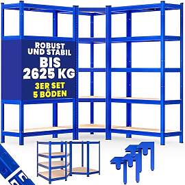 Monzana® 3er Set Schwerlastregal Eckregal 2625 kg 