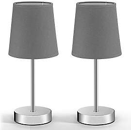 MONZANA® Nachttischlampe 2er Set 32cm Stoff Grau