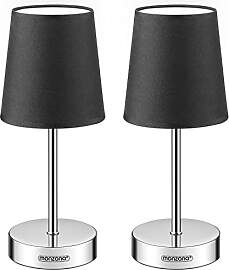 Monzana® Nachttischlampe 2er Set 32cm Stoff Grau