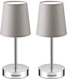 Monzana® Nachttischlampe 2er Set 32cm Stoff Grau