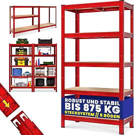 Monzana® Schwerlastregal 180x90x40cm 875kg rot 5