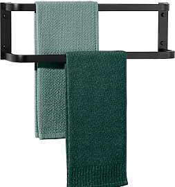Mooche Schwarzer Handtuchhalter Wand, Doppelter