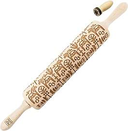 MoodForWood Teigroller aus Holz, Gravierte