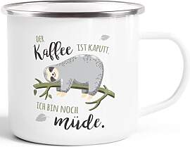 MoonWorks® Emaille-Tasse Becher mit Spruch lustig 