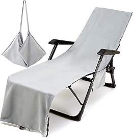 Morbuy Liegestuhl Handtuch mit Taschen, Einfarbig