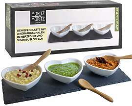 Moritz & Moritz 3x Weiße Herz Dipschalen Set