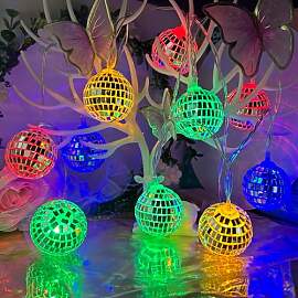 Morofme 10 Mini Bunt Disco Kugel Lichterkette,