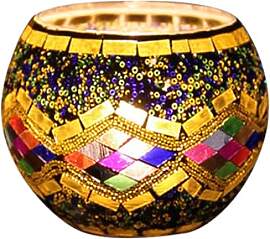 Mosaik-Teelichthalter aus Glas, handgefertigter