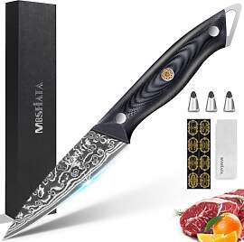 MOSFiATA 3,5 Zoll Damast Obstmesser Gemüsemesser, 