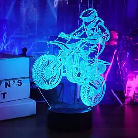 Motorrad Nachtlicht für Kinder, 3D Lampe Optische 