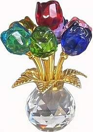 Mounteps Kristallrosen-Figur mit runder Vase,