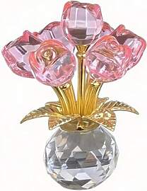 Mounteps Kristallrosen-Figur mit runder Vase,