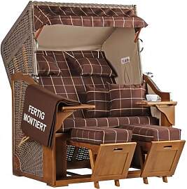 MR. DEKO Strandkorb Schleswig Pinie Braun PE Mokka 