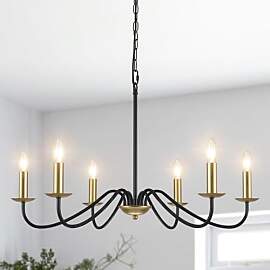 MRHYSWD 6 Flammig Kronleuchter Gold Schwarz