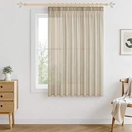 MRTREES Gardinen Transparent Beige Kurz mit