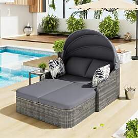 Mrwoo Gartenmöbel Set,Sonneninsel Gartenlounge
