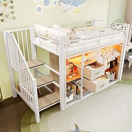 Mrwoo Halbhohes Kinderbett 90 × 200 cm mit