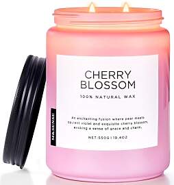 M&SENSE Kirschblüte Duftkerze im Glas,550g,