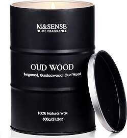 M&SENSE Oud Holz Duftkerzen im Glas groß 600g 