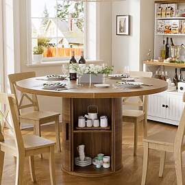 MSFE Runder Esstisch mit 2-lagigem Lagerregal und