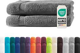 Müskaan® 2er Handtuch Set Anthrazit, 100%