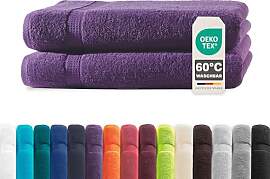 Müskaan® 2er Handtuch Set Lila, 100% Baumwolle,