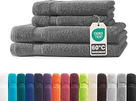 Müskaan® 4er Handtuch Set Anthrazit, 100%