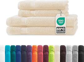 Müskaan® 4er Handtuch Set Beige, 100% Baumwolle, 