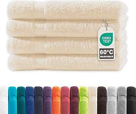 Müskaan® 4er Handtuch Set Beige, 100% Baumwolle, 