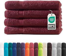 Müskaan® 4er Handtuch Set Bordeaux, 100%