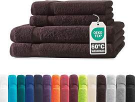 Müskaan® 4er Handtuch Set Braun, 100% Baumwolle, 