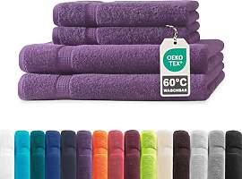 Müskaan® 4er Handtuch Set Lila, 100% Baumwolle,