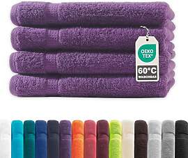 Müskaan® 4er Handtuch Set Lila, 100% Baumwolle,