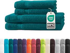 Müskaan® 4er Handtuch Set Petrol, 100%