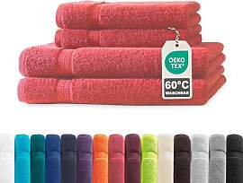 Müskaan® 4er Handtuch Set Rot, 100% Baumwolle,