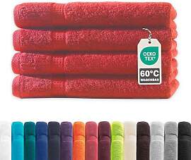 Müskaan® 4er Handtuch Set Rot, 100% Baumwolle,
