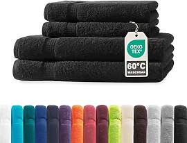 Müskaan® 4er Handtuch Set Schwarz, 100%