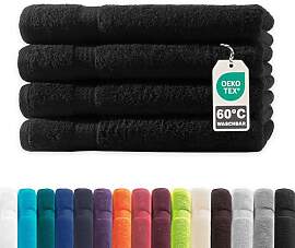 Müskaan® 4er Handtuch Set Schwarz, 100%