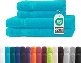 Müskaan® 4er Handtuch Set Türkis, 100%