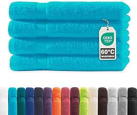 Müskaan® 4er Handtuch Set Türkis, 100%