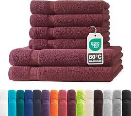 Müskaan® 6er Handtuch Set Bordeaux, 100%