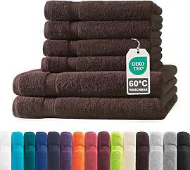 Müskaan® 6er Handtuch Set Braun, 100% Baumwolle, 