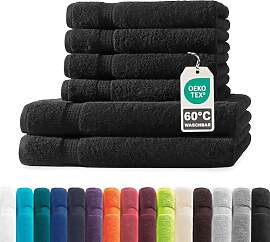 Müskaan® 6er Handtuch Set Schwarz, 100%