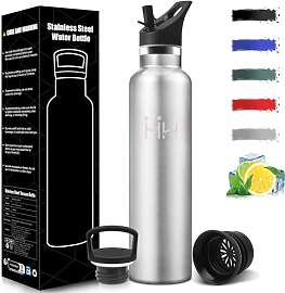 Mulbijeo Trinkflasche Edelstahl 1L, BPA-Frei,