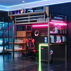 Multifunktionales Metall-Hochbett 90×200cm