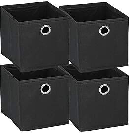Murago - 4er Set Faltbox ca. 15x15x15 cm Schwarz - 