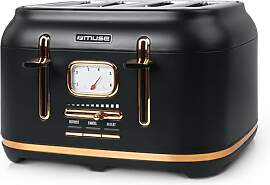 Muse Edelstahl-Toaster im schwarzen Retro Design,