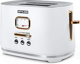 Muse Edelstahl-Toaster im weißen Retro Design,